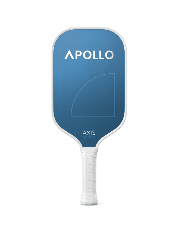 Blue Apollo paddle, white APOLLO grip; words visible: The HOLDERNESS Family, AMPED epic PRO Air, USA PICKLEBALL, MIDWEIGHT